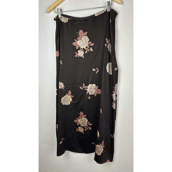 Vintage 90's Y2K The Limited 100% Silk Midi Maxi Skirt Brown Floral Size 14 - Picture 2 of 11